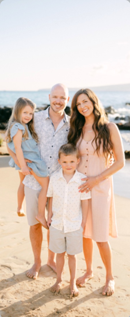 Mark Runyan with his family at the beach